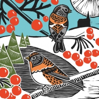 Servietten 25x25 cm - Winter Birds