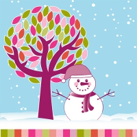 20 Servietten 33x33 cm - Snowman under the Tree 