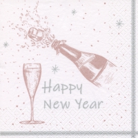 Servietten 33x33 cm - Happy New Year shiny rosé
