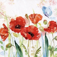 Servietten 33x33 cm - Poppys & Butterfly Servietten 33x33 cm - Poppys & Butterfly