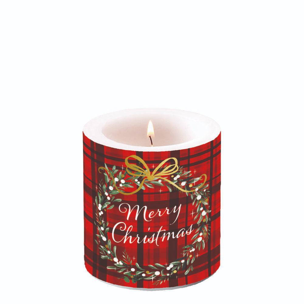 Dekorkerze klein - Christmas Plaid Red