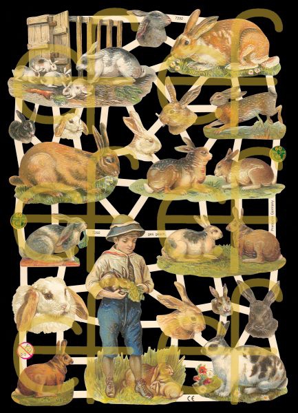 Glanzbilder mit Silber-Glimmer - Viele, viele Hasen