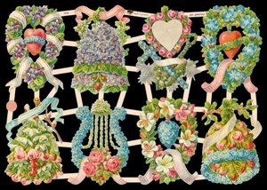 Glanzbilder mit Silber-Glimmer - 8 Motive mit Blumengestecken