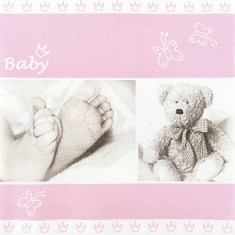 Servietten 33x33 cm - Baby rose