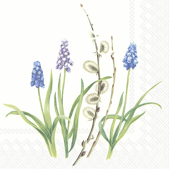 Servietten 33x33 cm - BLUE POEM white