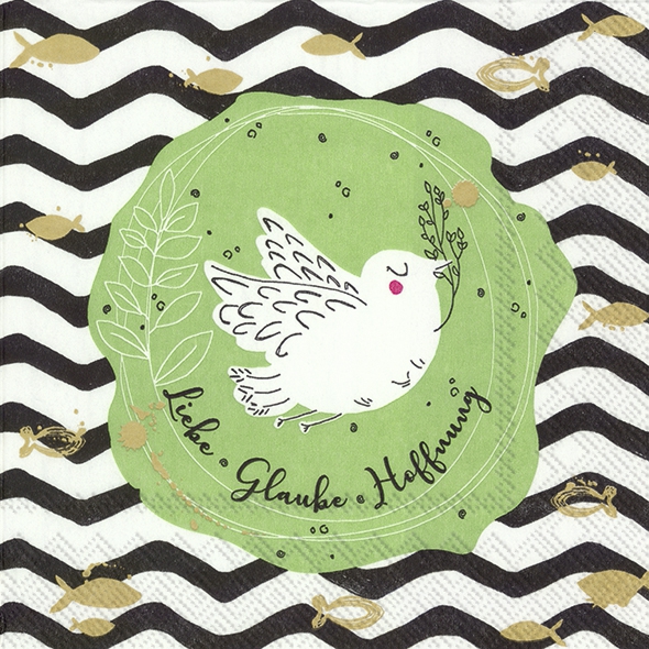 Servietten 33x33 cm - LIEBE GLAUBE HOFFNUNG green