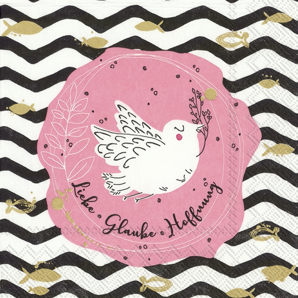 Servietten 33x33 cm - LIEBE GLAUBE HOFFNUNG rose