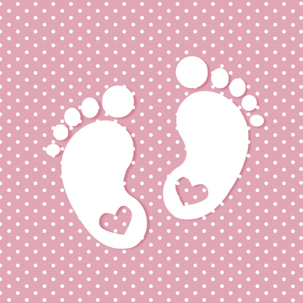 Servietten 33x33 cm - Little Feet Pink