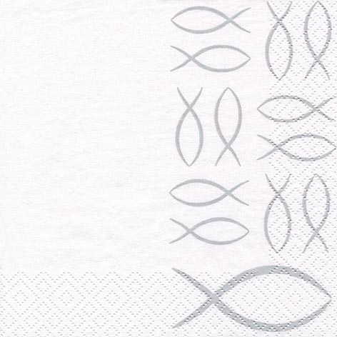 Servietten 33x33 cm - Christian Fish silver